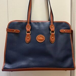 Dooney & Bourke Navy Brown All-Weather Leather Tote Bag
